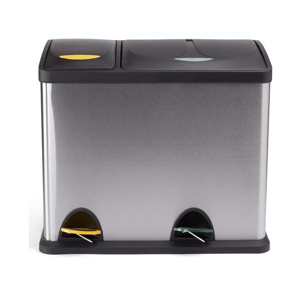 Oceľový odpadkový kôš 18+8 l na triedený odpad/nášľapný v matne striebornej farbe Tri Selectif – MSV-image-3