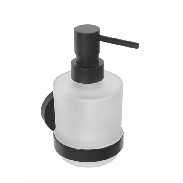 Čierny sklenený nástenný dávkovač mydla Sapho X-Round, 200 ml