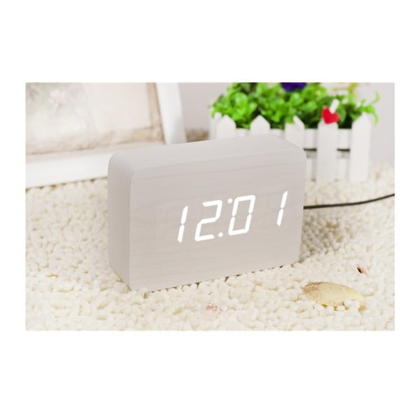 Biely budík s bielym LED displejom Gingko Brick Click Clock-image-3