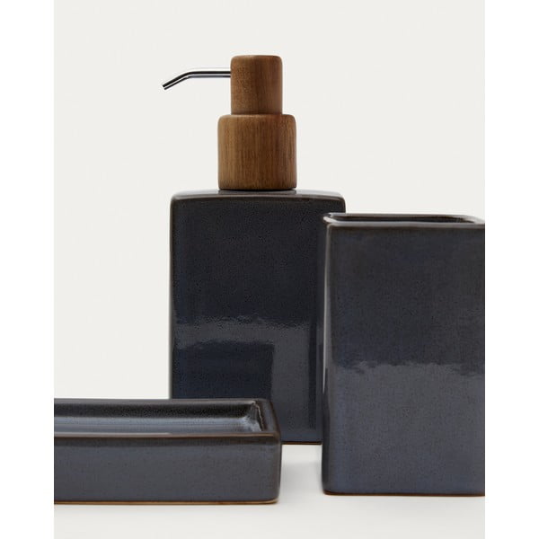 Tmavomodrý keramický kelímok na zubné kefky Silvet – Kave Home-image-1