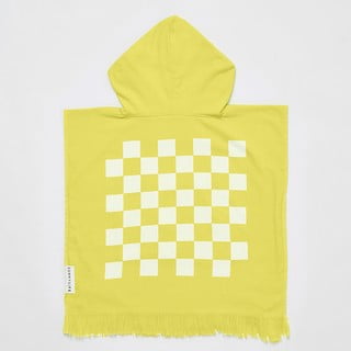 Žltá detská plážová osuška s kapucňou Sunnylife Checkerboard, 3-6 rokov