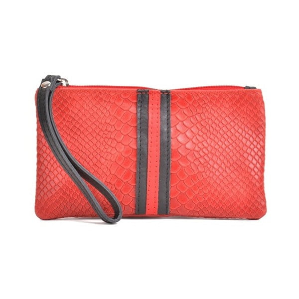 Červená kožená listová kabelka Mangotti Bags Studo
