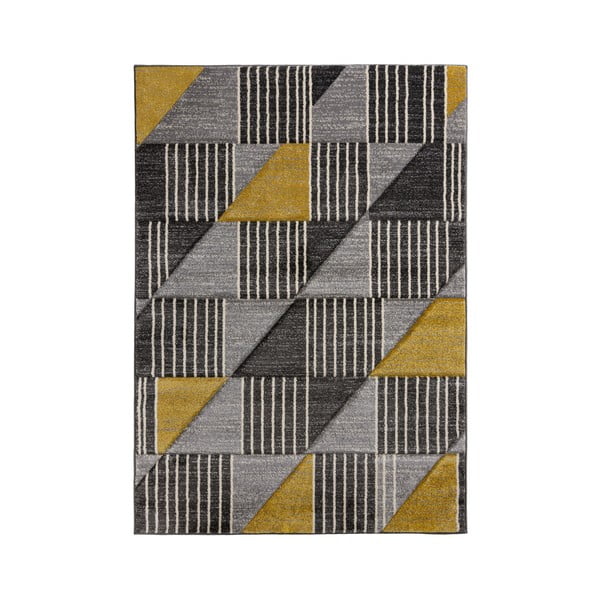 Sivo-žltý koberec Flair Rugs Velocity, 120 x 170 cm