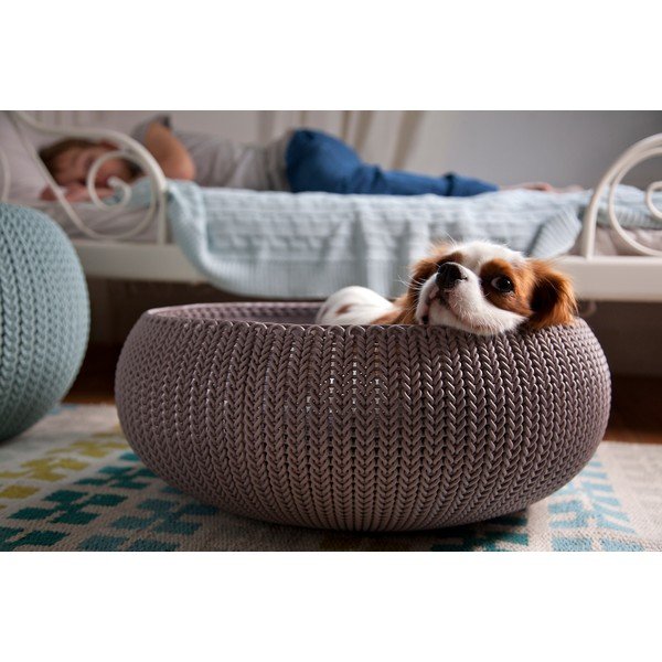 Hnedý plastový pelech pre mačky Curver Knit Bed-image-1