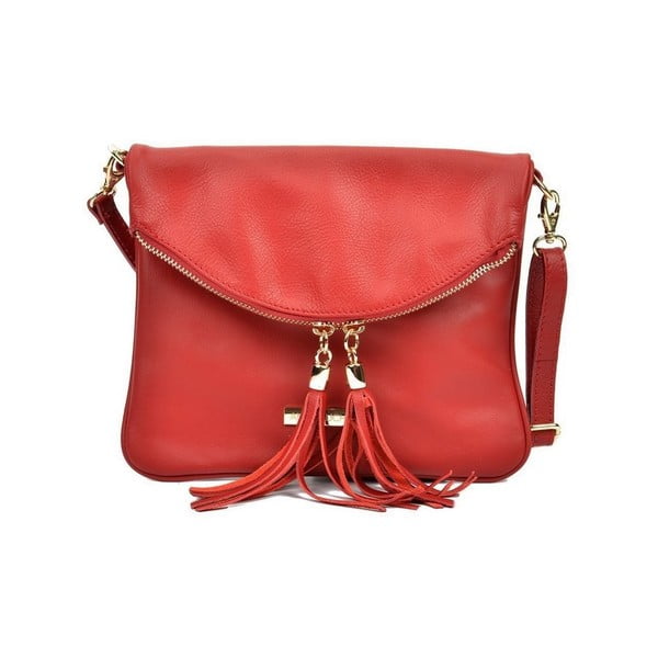 Červená kožená kabelka Anna Luchini Missillo