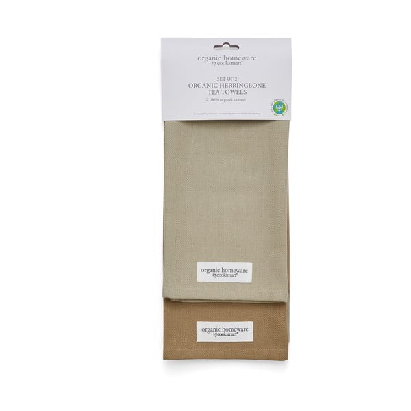Súprava 2 sivo-hnedých bavlnených utierok Cooksmart® Herringbone, 45 x 65 cm