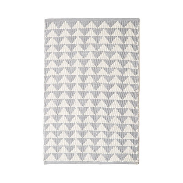 Sivý bavlnený ručne tkaný koberec Pipsa Triangle, 60 × 90 cm