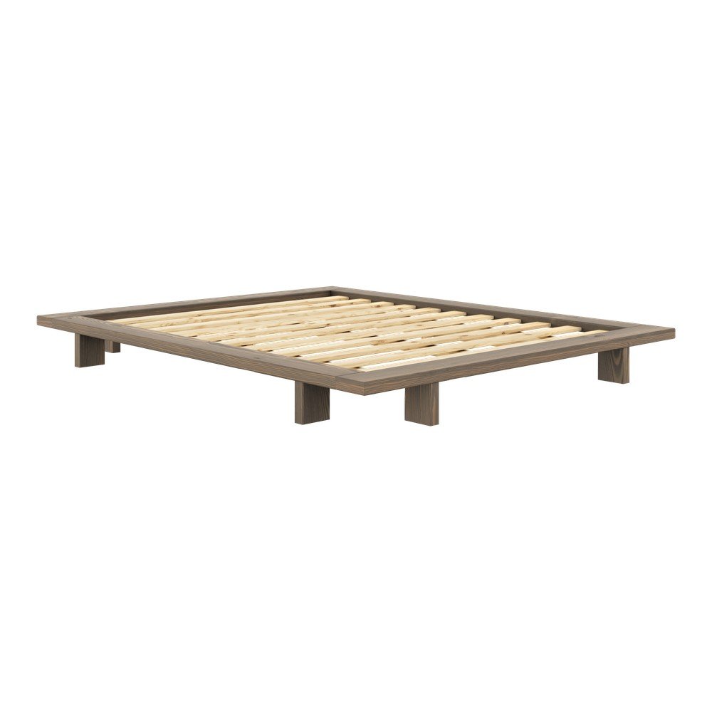 E-shop Hnedá dvojlôžková posteľ z borovicového dreva s roštom 160x200 cm Japan – Karup Design