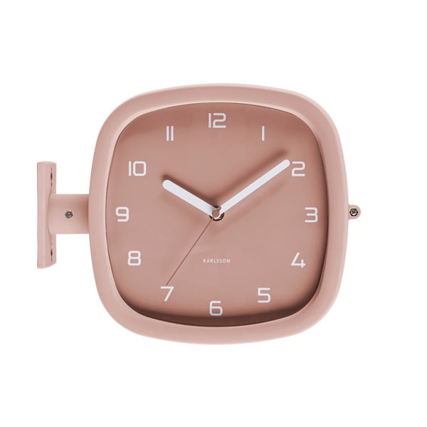 Sivo-ružové nástenné hodiny Karlsson Slides, 29 x 24,5 cm