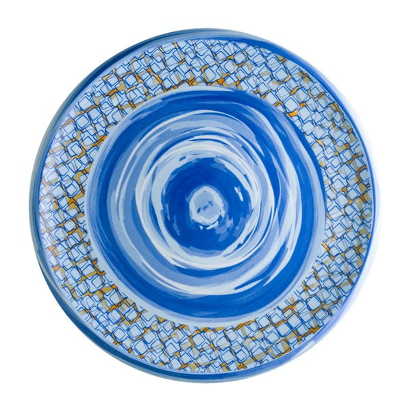 Modrý porcelánový tanier Brandani Caos
