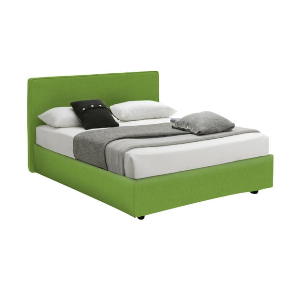 Zelená jednolôžková posteľ s úložným priestorom a matracom 13Casa Ninfea, 120 x 190 cm