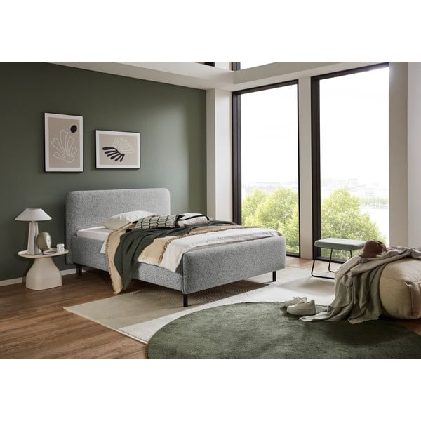 Svetlosivá čalúnená dvojlôžková posteľ bez roštu 180x200 cm Primo – Meise Möbel-image-1