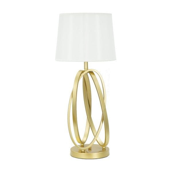 Biela stolová lampa s konštrukciou v zlatej farbe Mauro Ferretti Circle