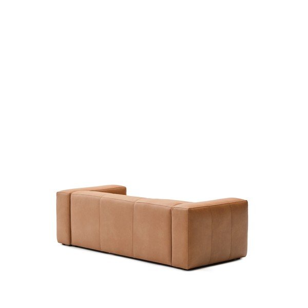 Hnedá kožená rohová pohovka (pravý roh/s leňoškou) Blok – Kave Home-image-2