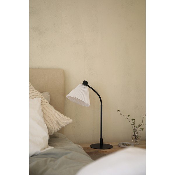 Bielo-čierna stolová lampa s textilným tienidlom (výška 59 cm) Mira – Markslöjd-image-1