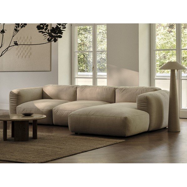 Béžová modulárna rohová pohovka (pravý roh/do tvaru "U") Martina – Micadoni Home-image-1