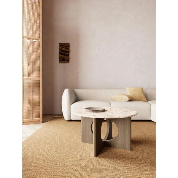 Okrúhly konferenčný stolík s mramorovou doskou v tmavo prírodnej farbe ø 80 cm Foley – Actona-image-1