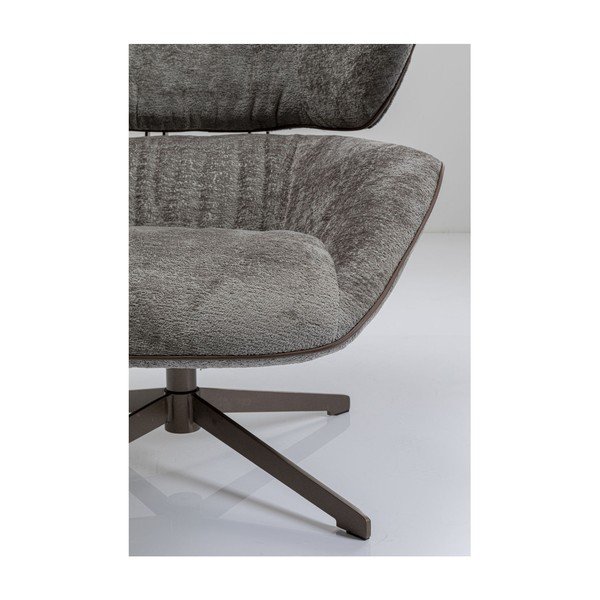 Sivé plyšové otočné kreslo Kare Design Oval Office-image-2