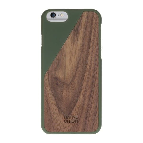 Tmavozelený obal na mobilný telefón s dreveným detailom pre iPhone 7 a 8 Native Union Clic Wooden