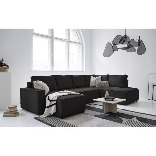 Antracitovosivá menčestrová rozkladacia rohová pohovka (pravý roh/do tvaru "U") Brave Dave – Miuform-image-4