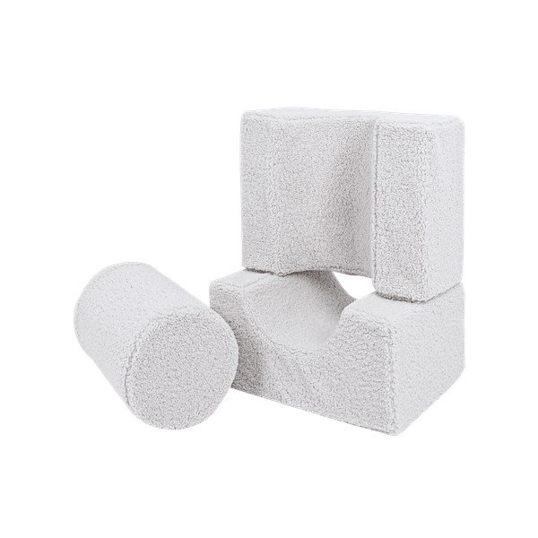 Biele penové ihrisko 3 ks z materiálu bouclé výška  30 cm 83x45 cm – Meowbaby-image-2