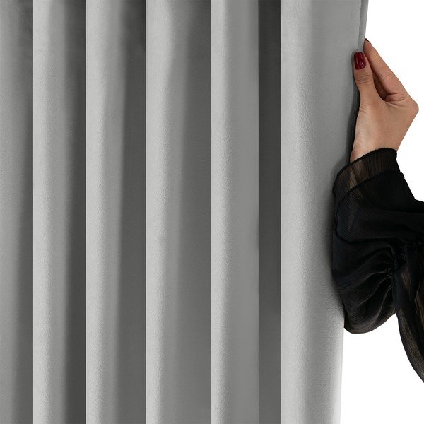Sivý zamatový dimout záves 200x250 cm Velto – Filumi-image-3