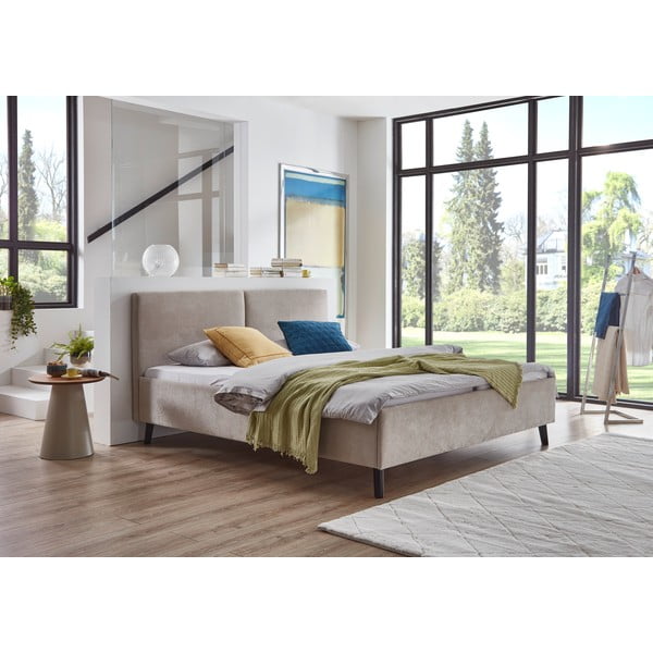 Béžová čalúnená dvojlôžková posteľ s roštom 160x200 cm Piano – Meise Möbel-image-1