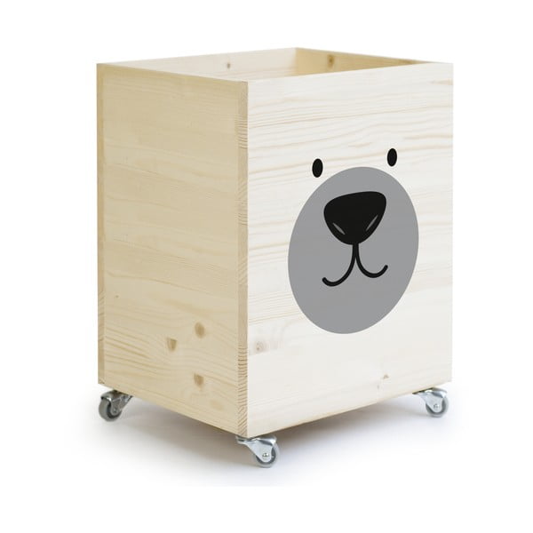 Drevená úložná škatuľa na kolieskach Little Nice Things Bear