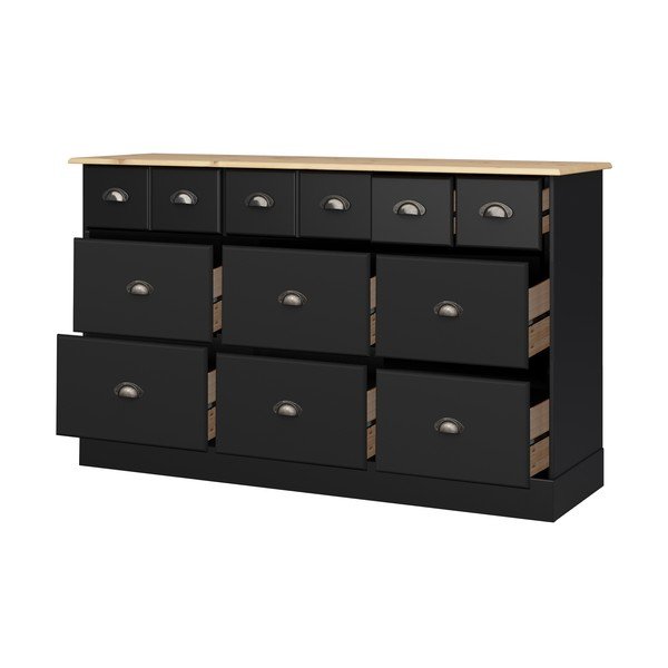 Čierna komoda s 9 zásuvkami Støraa Leander-image-2