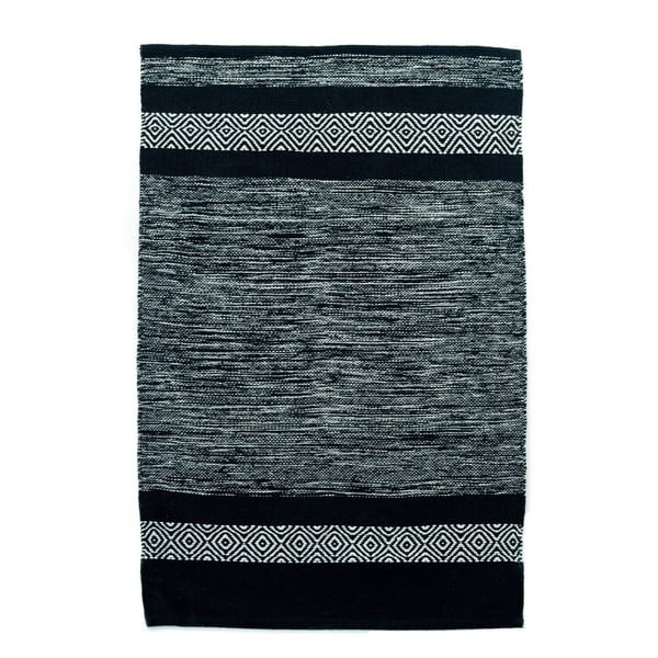 Čiernobiely koberec Cotton, 70x110 cm