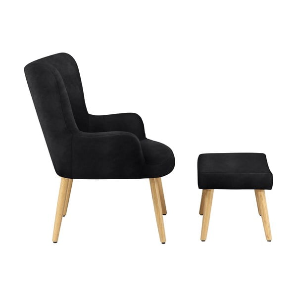 Čierne zamatové kreslo Coco - Støraa-image-1