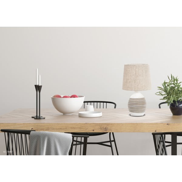 Béžová stolová lampa s textilným tienidlom (výška  35 cm) Ambon – Candellux Lighting-image-1