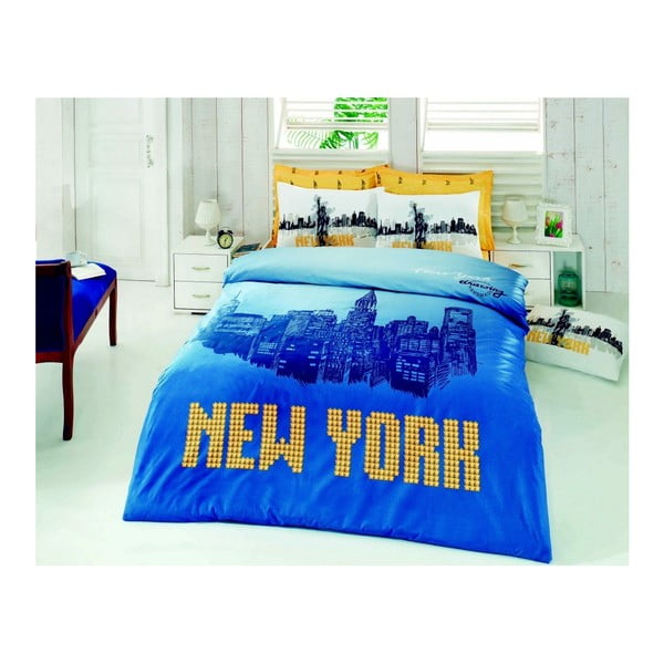 Obliečky s plachtou s nápisom New York, 200 × 220 cm