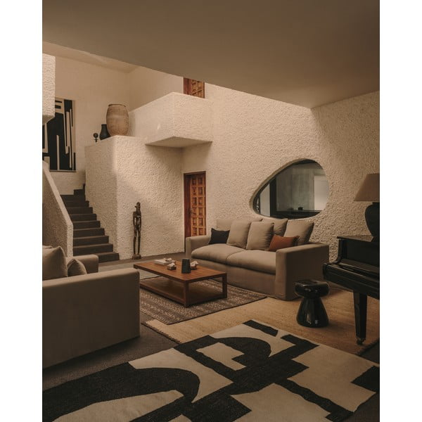 Čierno-krémový obojstranný ručne tkaný koberec s prímesou juty 160x230 cm Sotty – Kave Home-image-2