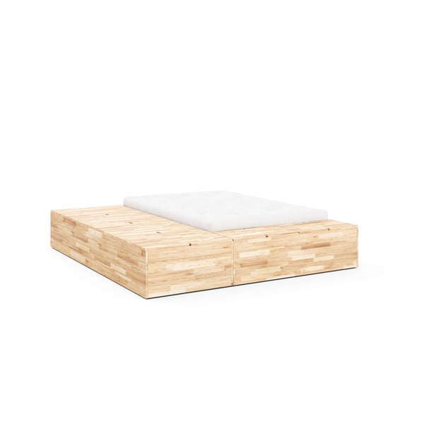Dvojlôžková posteľ z borovicového dreva s úložným priestorom s roštom v prírodnej farbe 140x200 cm Basement Bed – Karup Design-image-3