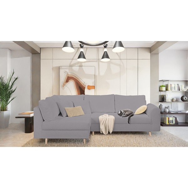 Tmavosivá rohová pohovka z textílie buklé (ľavý roh) Ariella – Ropez-image-1