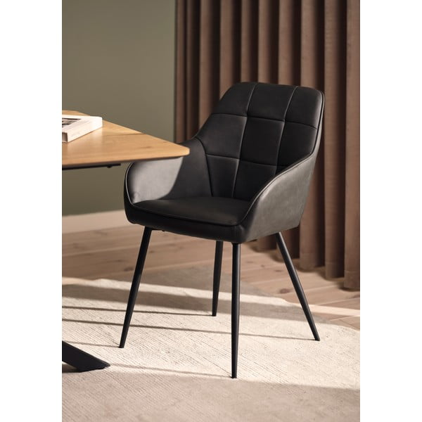 Tmavosivé čalúnené jedálenské kreslá v súprave s podrúčkami 2 ks Nolan Square – Unique Furniture-image-2