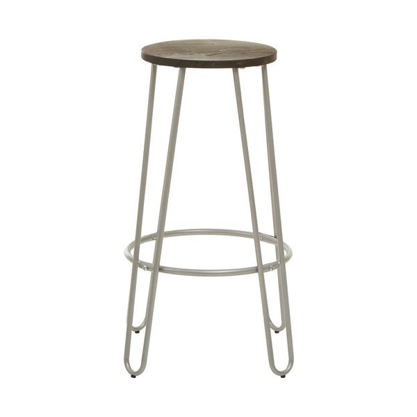 Barová stolička z brestového dreva v striebornej farbe/v prírodnej farbe (výška sedadla 75 cm) District – Premier Housewares-image-2