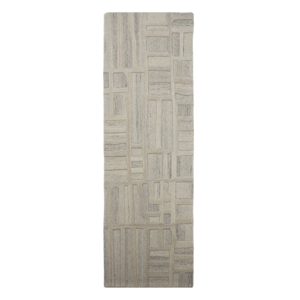 Sivobéžový ručne tkaný vlnený behúň 80x300 cm Elva – Flair Rugs