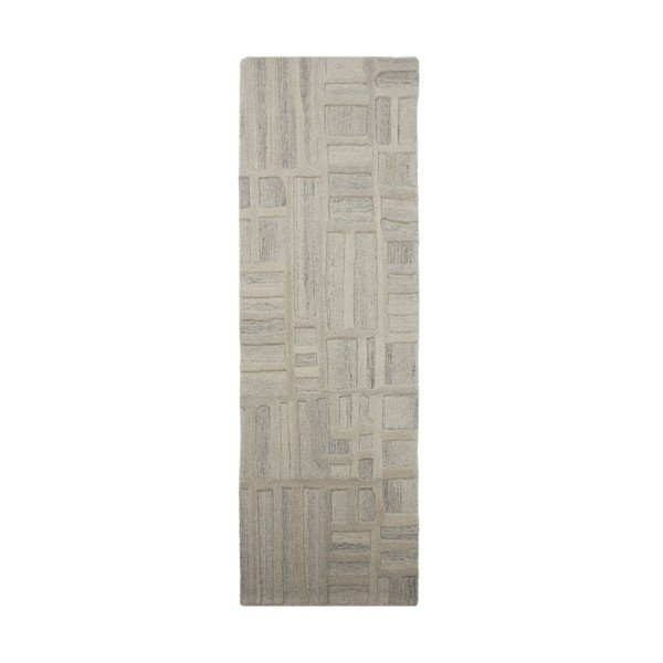 Sivobéžový ručne tkaný vlnený behúň 80x300 cm Elva  – Flair Rugs