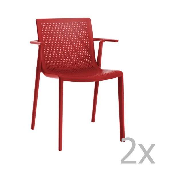 Sada 2 červených záhradných kresiel Resol Beekat