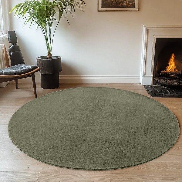 Khaki prateľný okrúhly koberec ø 160 cm Joy – Ayyildiz Carpets-image-1