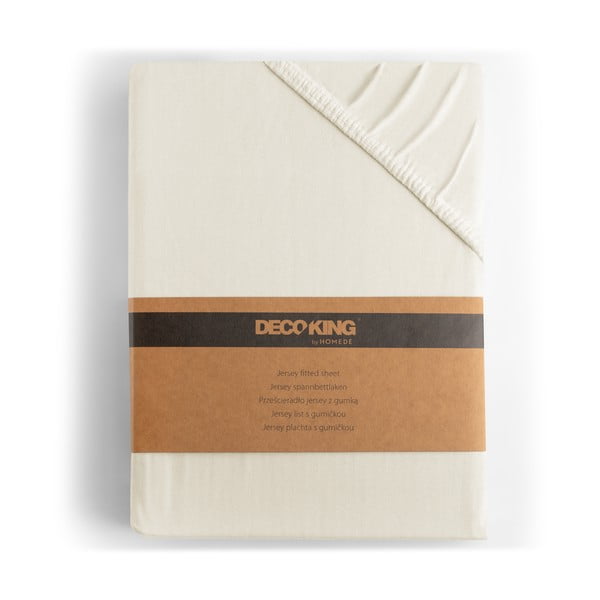 Biela/krémová napínacia plachta jersey 240x200 cm Amber – Restilo-image-4