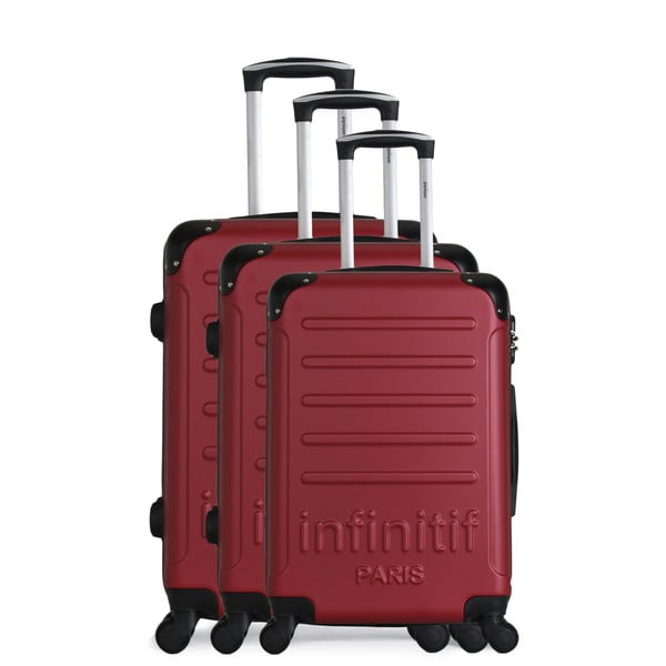 Sada 3 vínových cestovných kufrov na kolieskach Infinitif Horten-A