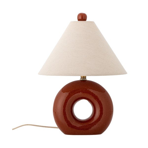 Červená/krémovobiela keramická stolová lampa s textilným tienidlom (výška  42 cm) Panja – Bloomingville