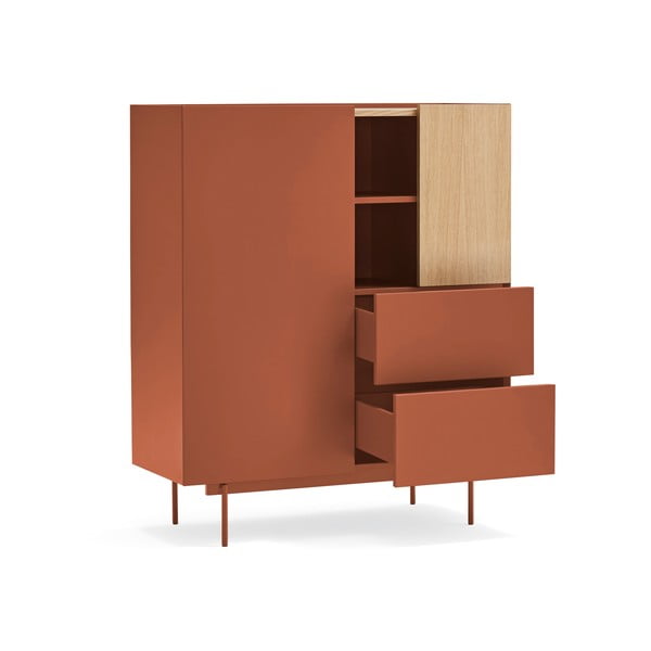 Vysoká komoda v dekore duba v tehlovo-prírodnej farbe 100x120 cm Otto – Teulat-image-3