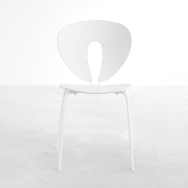 Biela stolička s bielymi chrómovanými nohami Stua Globus