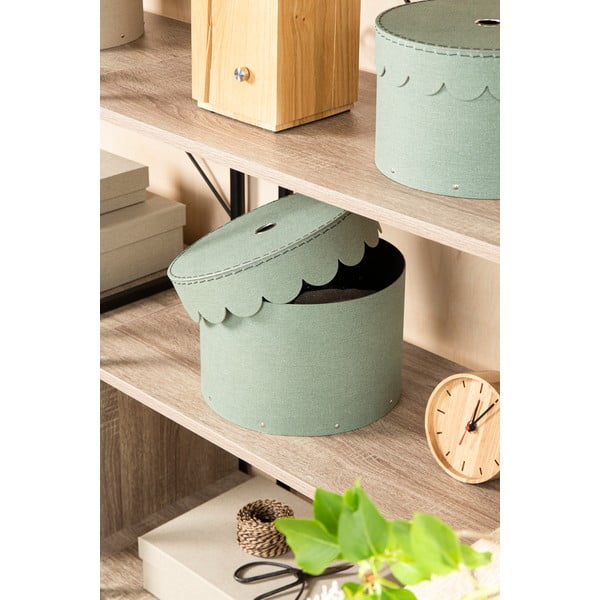 Zelenomodré kartónové úložné boxy v súprave 2 ks s vekom ø 26x17,5 cm Wilma Canvas Paper Laminate – Bigso-image-1