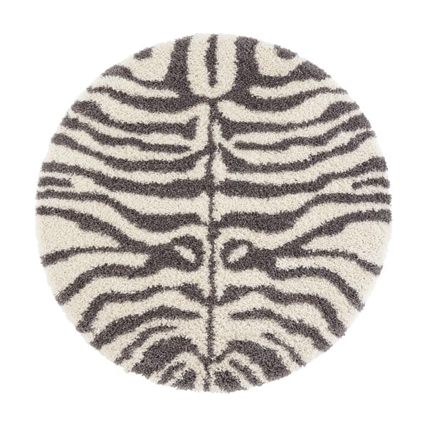 Sivý/béžový okrúhly koberec ø 160 cm Striped Animal - Ragami