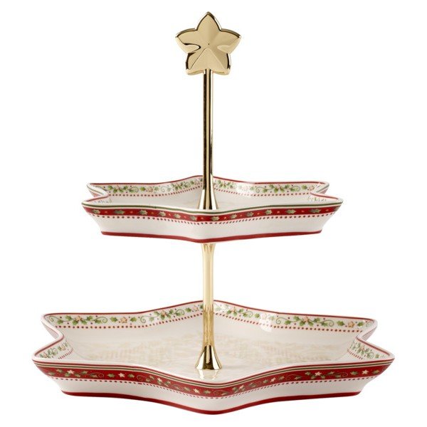 Červeno-biely porcelánový etažér s vianočným motívom Villeroy & Boch